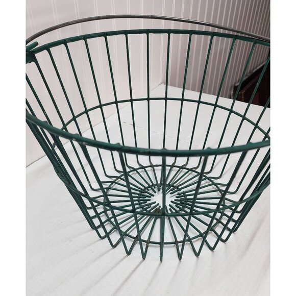 Green Wire Basket With Sturdy Metal Handle - Industrial Farmhouse Style For Stor - Picture 15 of 16